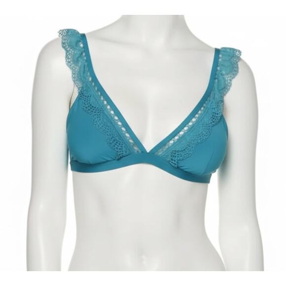 Laundry by Shelli Segal Bikini Plunge Top Women XS Green Beach Pool Vacation - Picture 1 of 5